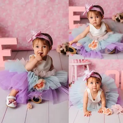 New Fancy Flower Girl Dress Princess Kids Baby Sleeveless Bowknot Three Colors Patchwork Tutu Party Birthday Gown Formal | Детская