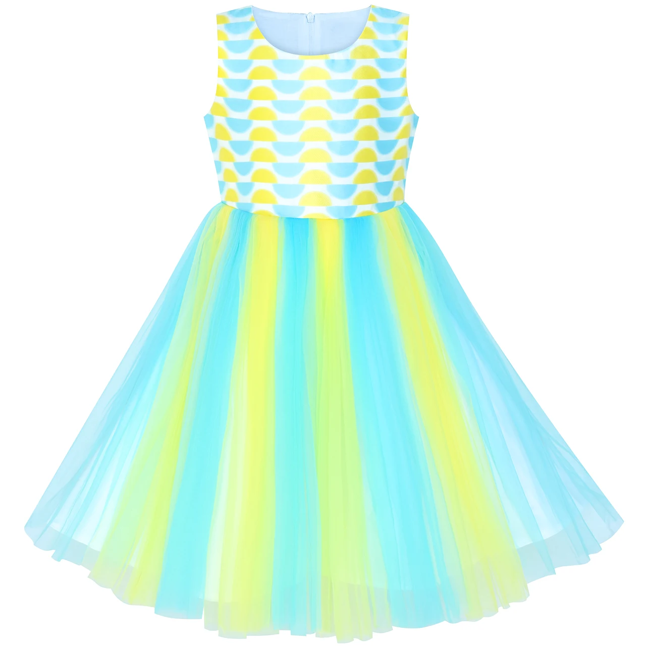 Sunny Fashion платья для девочек Цветовая контрастность Розовый Радуга единорог