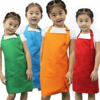 2020 newest hot plain apron front pocket bib kitchen cooking craft baking art jamming kids