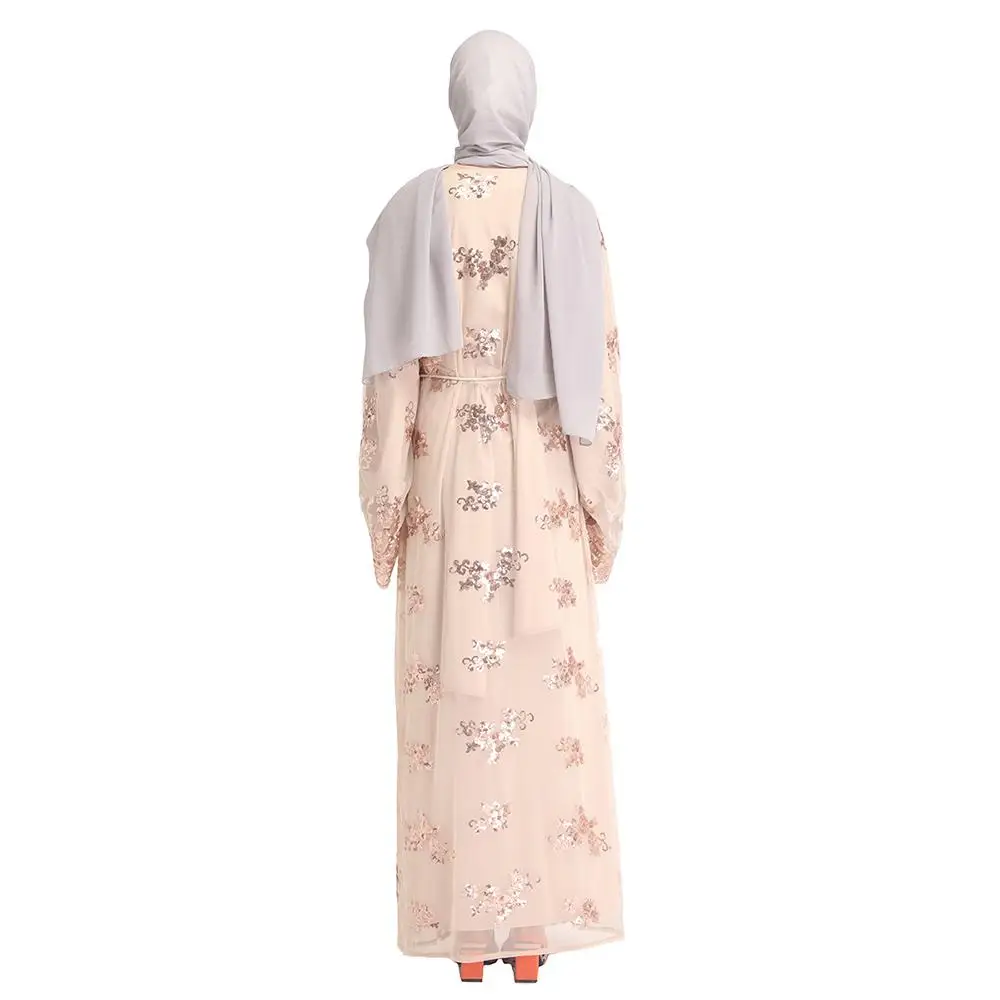 Женское длинное платье макси в Дубае Abaya Элегантное Длинное Платье с пайетками