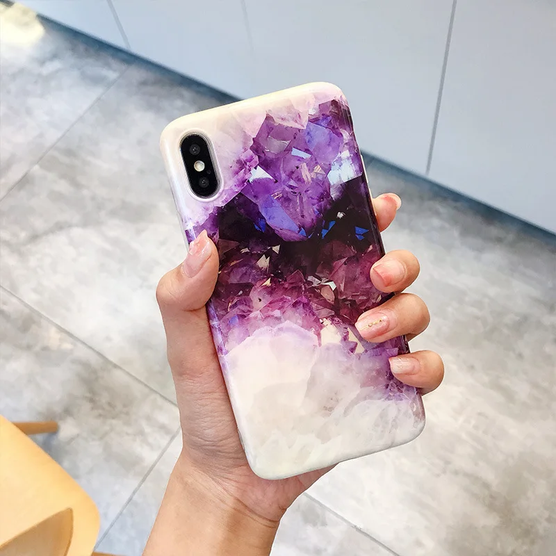 XINDIMAN фиолетовые Чехлы для iphone X чехол Аметист силиконовый 6 6s 6plus Мягкий ТПУ 7 capa 7plus