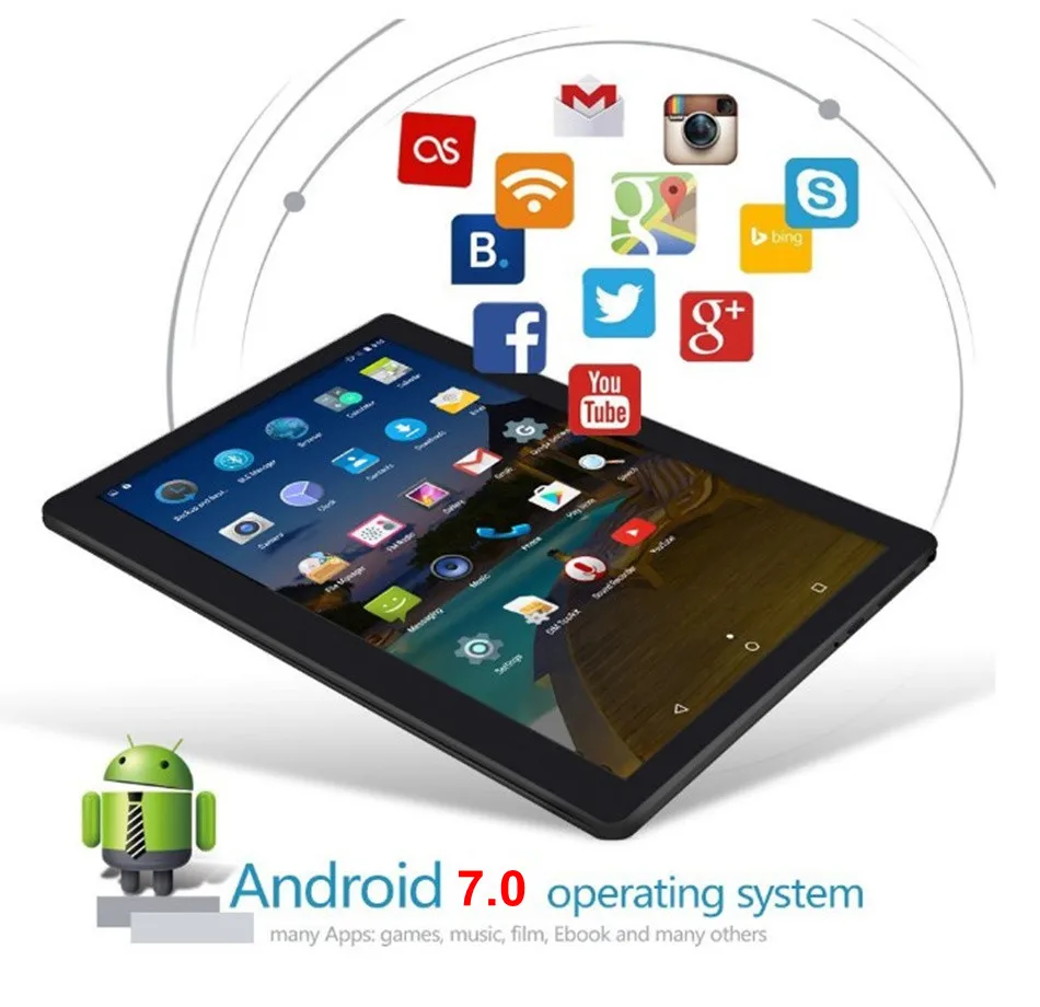 KUHENGAO 10-дюймовый планшет на Android N 8 ядер HD 1920x1200 двойная камера Bluetooth Wi-Fi 32/64 Гб