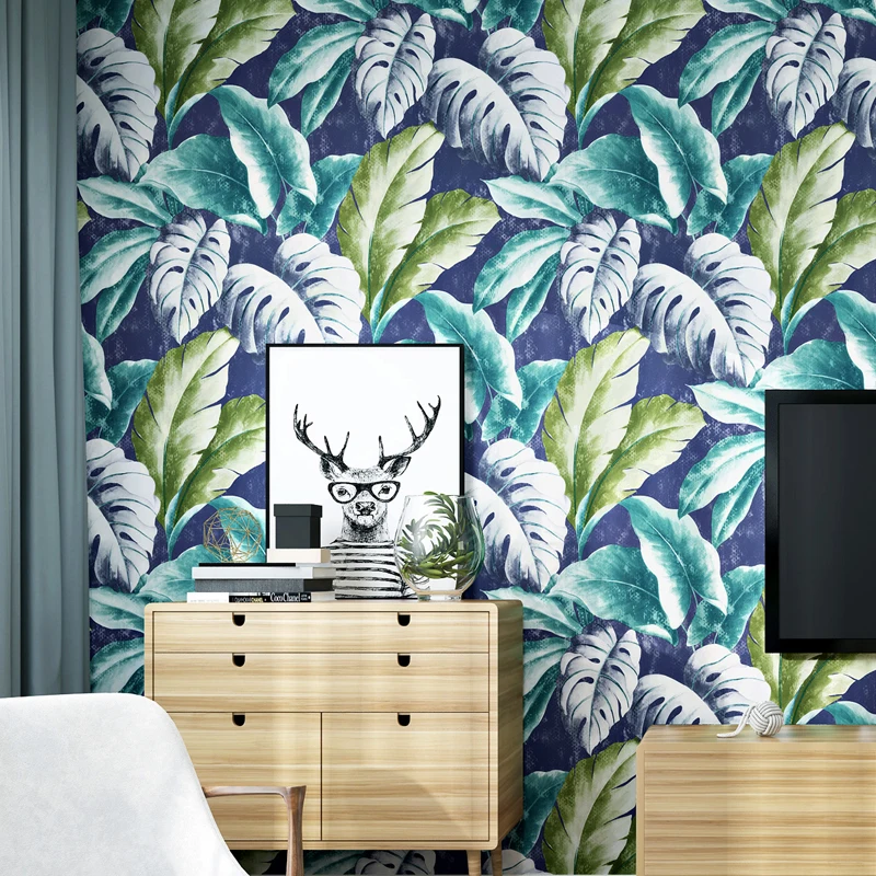 

Nordic Green Banana Leaf Wallpaper 3d Sitting Room Bedroom Southeast Asia Tv Thai Style Spa Setting Wall Papers Home Decor