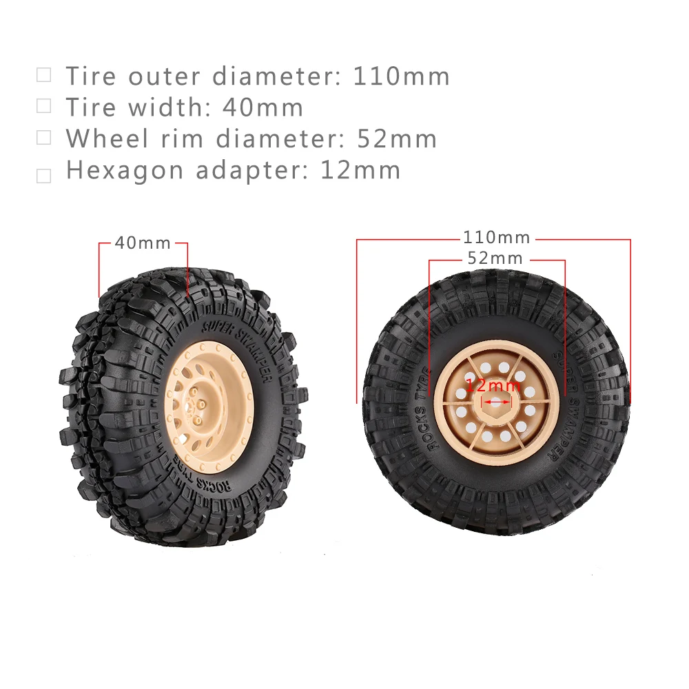4 шт. AUSTAR резиновые шины 110 мм 1 9 дюйма колеса для 1/10 Traxxas HSP Redcat RC4WD Tamiya Axial SCX10 D90 HPI RC