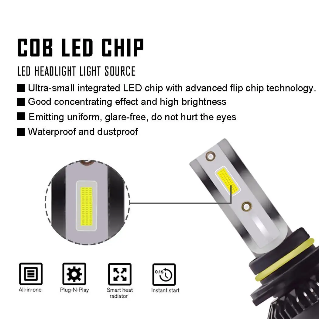 2 шт./компл. Новый мини 9006 HB4 Авто 4000лм мощный COB Plug and Play IP68 Светодиодный светильник