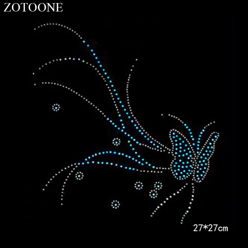 

ZOTOONE Butterfly Flower Artesanato Crystals HotFix Rhinestones Stickers for Clothes Dress Strass Sewing Rhinestone Applique E
