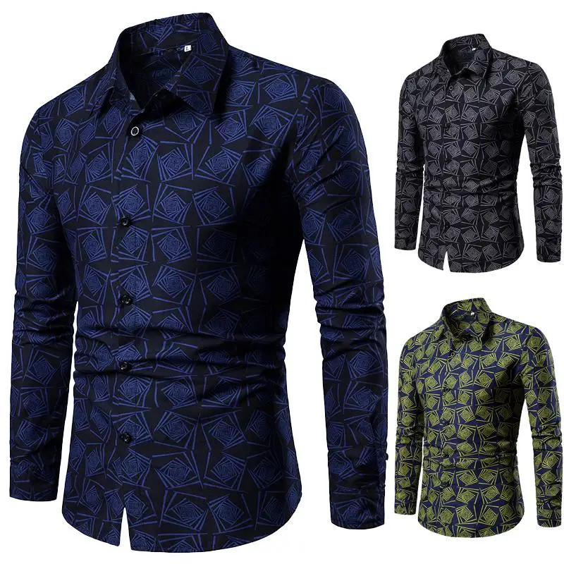 Цветочная Блузка мужская рубашка Camisa masculina с длинным рукавом Гавайский стиль