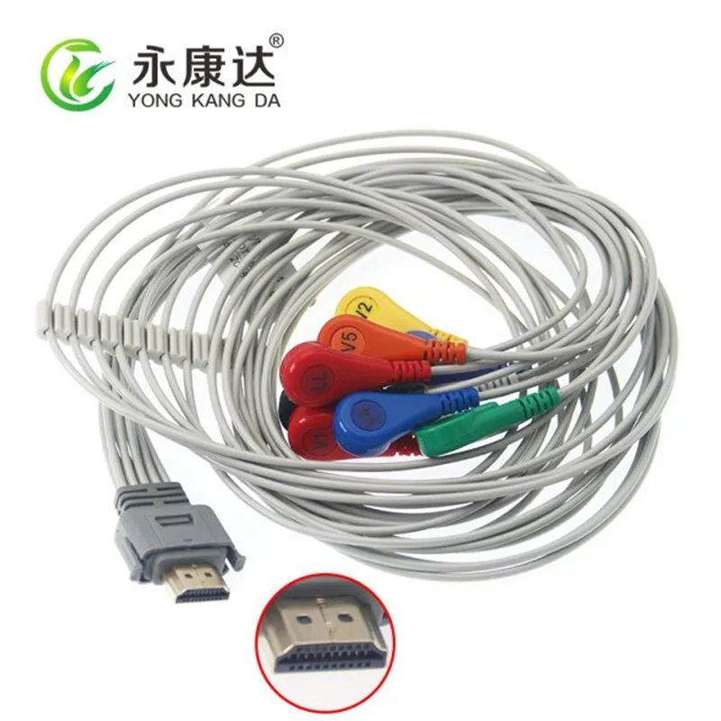 Фото Совместим с Biox 19Pin цельным ecg holter кабелем 10-Lead snap AHA №2