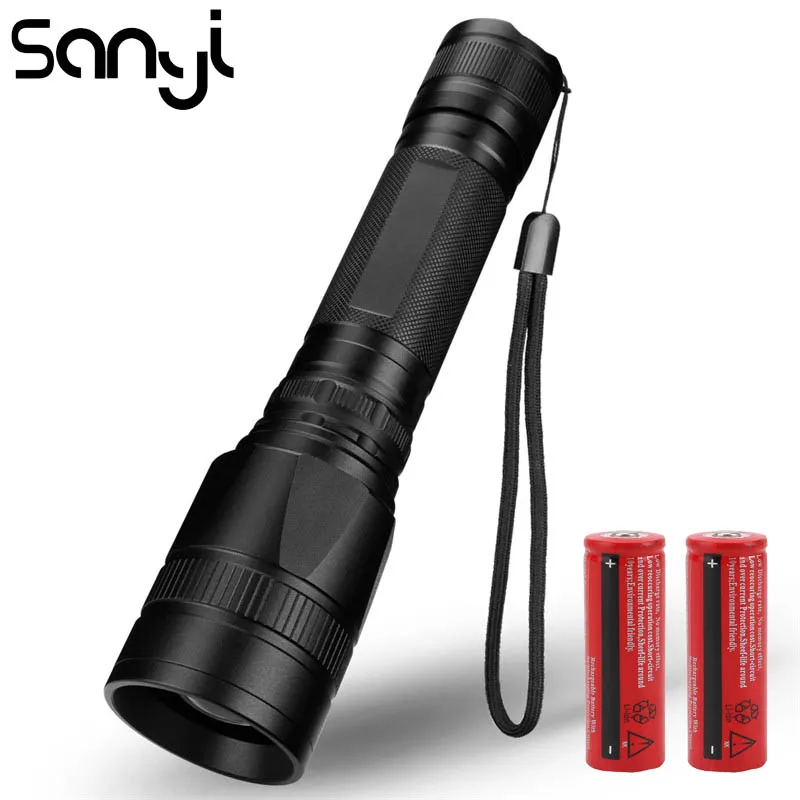 

SANYI Super Bright LED Flashlight Torch Convex Lens Portable Lighting Zoom Lamp by 18650 Battery Super Bright 5 Modes Lanterna