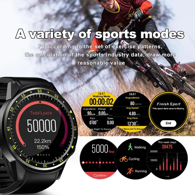 F1 Спортивные Смарт-часы MTK2503 Dual 2G SIM Bluetooth Вызов 0.3MP камера монитор сердечного