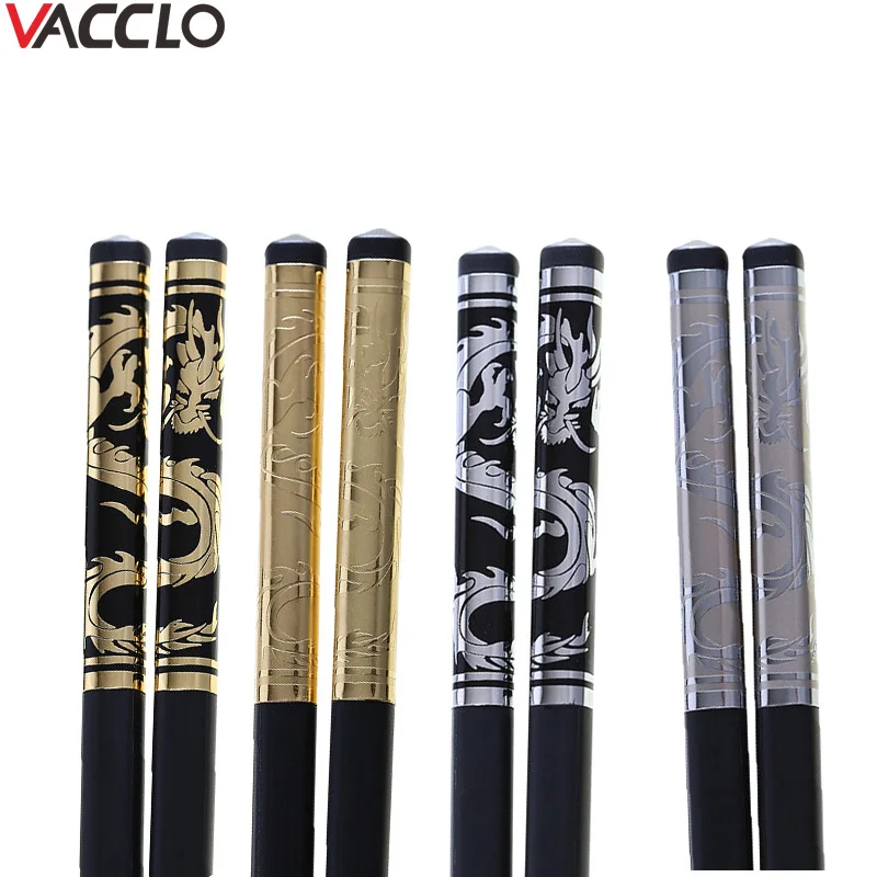 

Vacclo 1 Pair High Grade Home Alloy Chopsticks Black Chopsticks Restaurant Non-slip Tableware Set Kitchen Accessories Dinerware