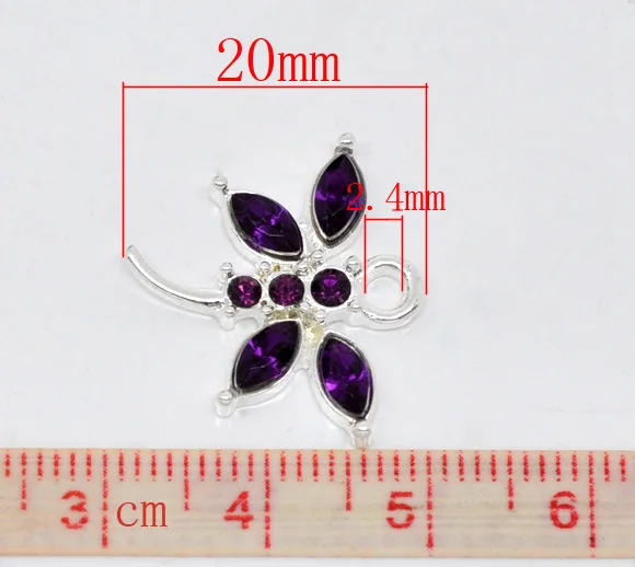Lovely 10 SP Rhinestone Dragonfly Charm Pendants 20x19mm (B10989) | Украшения и аксессуары