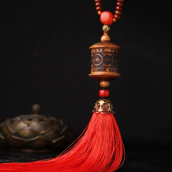 

Китайская деревянная резная Статуэтка из персикового дерева с изысканным агатом