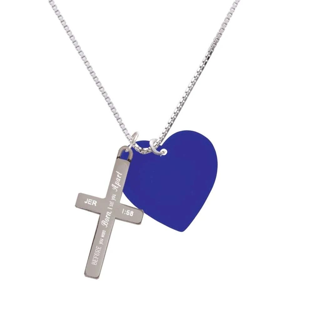 Acrylic 1&quot Royal Blue Heart - I Set You Apart Cross Necklace | Украшения и аксессуары