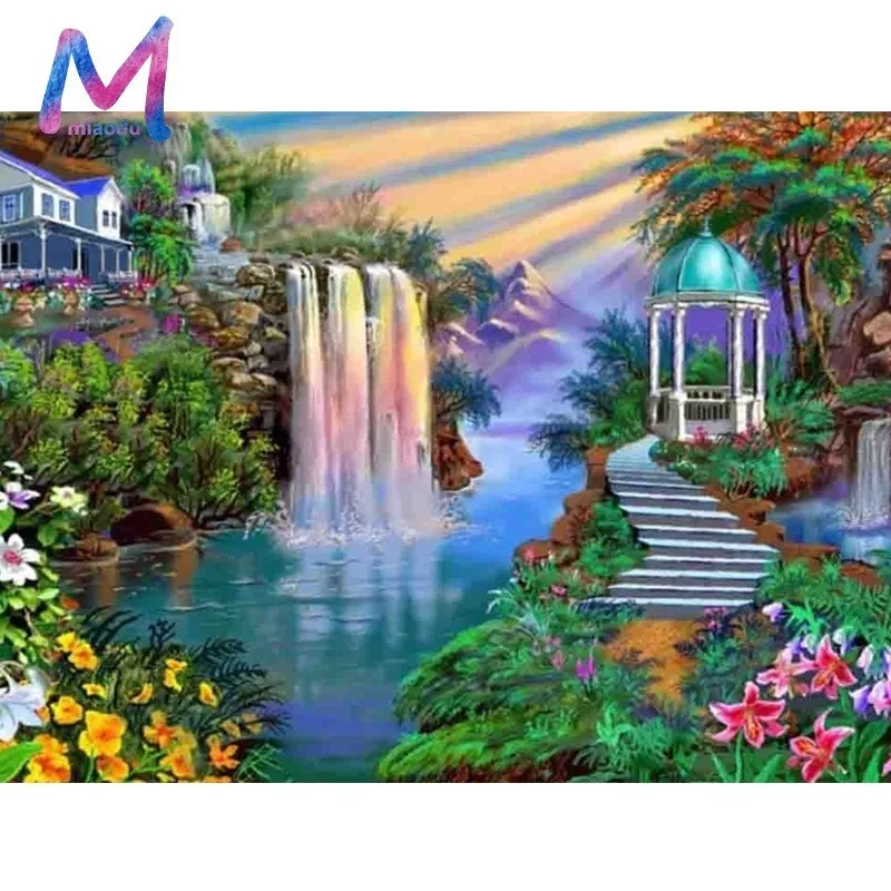 MIAODU 5D DIY Алмазная картина полный квадрат водопад вышивка продажа мозаика пейзаж