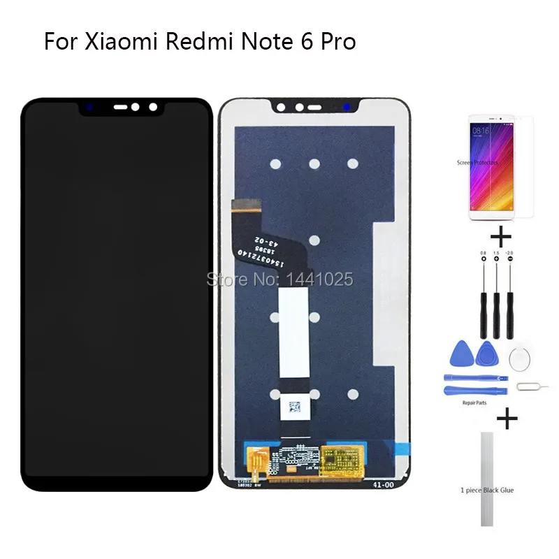 Экран дисплея заменяет для Xiaomi Redmi Note 6 Pro LCD сенсорный экран 26 дюймов черный
