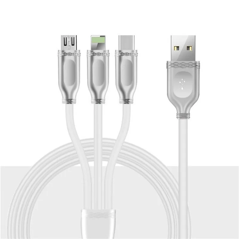 3 в 1 USB кабель для мобильного телефона Micro Type C зарядный Lightning iPhone Samsung зарядное