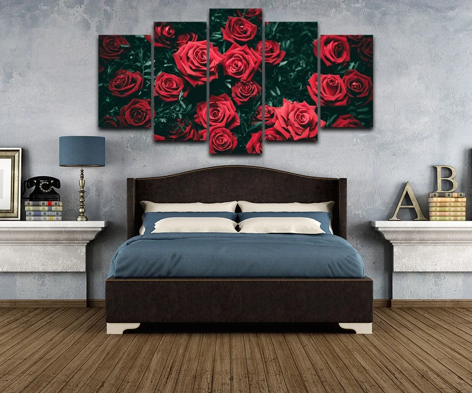 Современный холст HD печать красивый цветок плакат настенное искусство рамки 5
