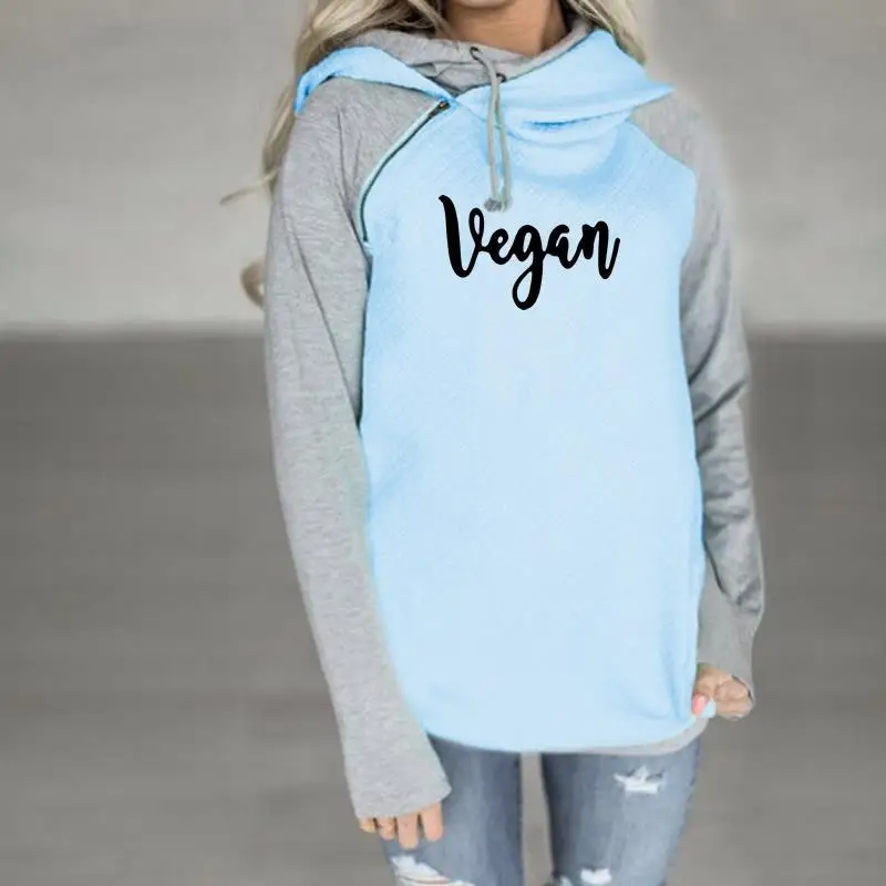 

2018 New Fashion Vegan Funny Letters Print Hoodies Women Sweatshirts Kawaii Printing Cotton Funny Corduroy Creative Buckle