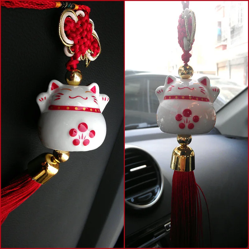 Китайский керамический подвесной орнамент Lucky Cat автомобильный декор