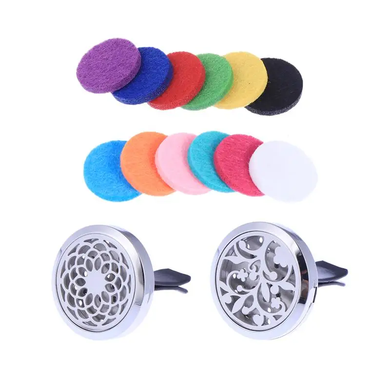 2pcs 30mm Car Essential Oil Diffuser Stainless Steel Aromatherapy Vent Clip Air Freshener Locket for with 12 Refill Pads | Автомобили и