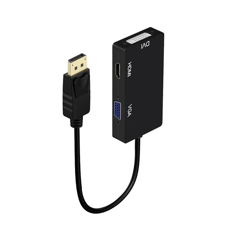 3 в 1 Displayport DP к HDMI VGA DVI адаптер 4K папа женскому дисплейному порту кабель конвертер