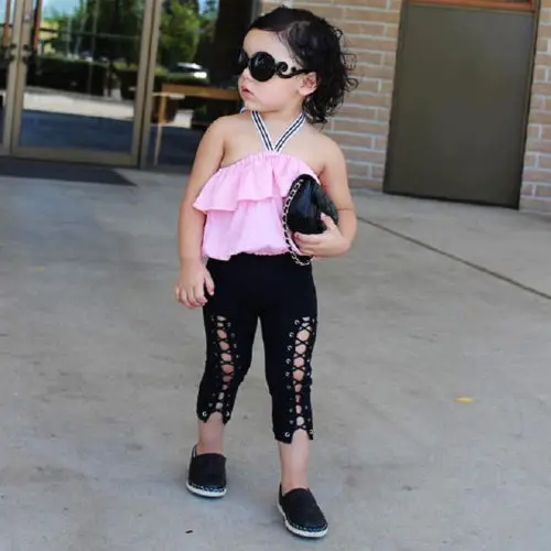 Комплект модной одежды для девочек из 2 предметов летняя одежда маленьких