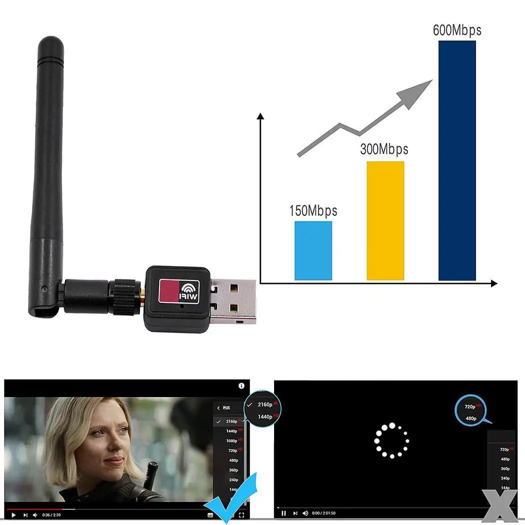 150 м беспроводной сетевой карты 300 Wi Fi приемник компьютер Черный адаптер USB2.0 с