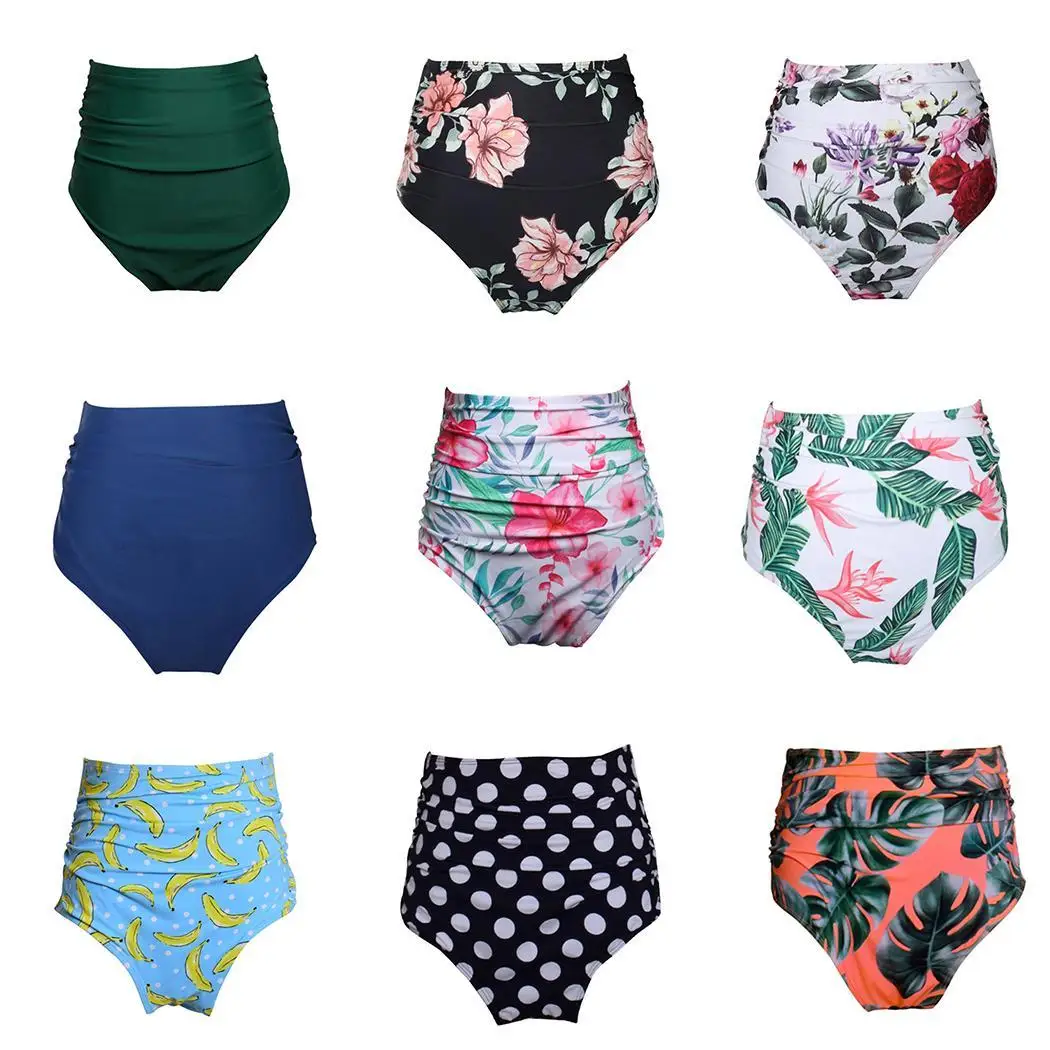 Женские цветочные плиссированные с высокой талией плавательные повседневные