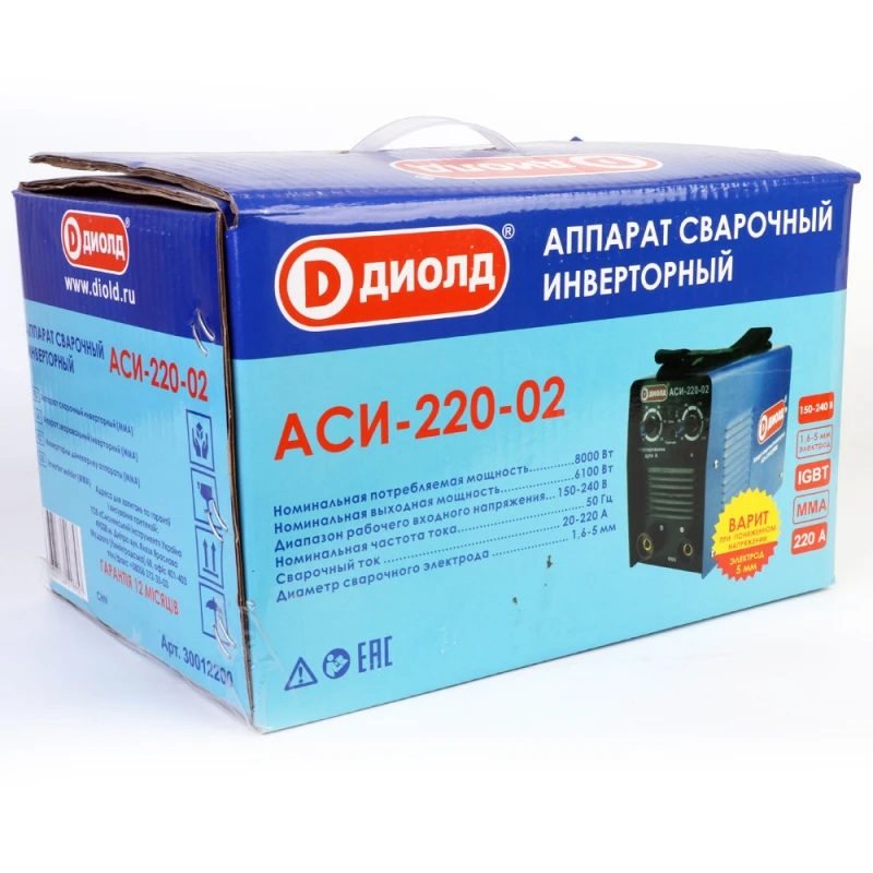 Аппарат сварочный инверторный Диолд АСИ 220 02 (Напряжение питания 6600 В Сварочный