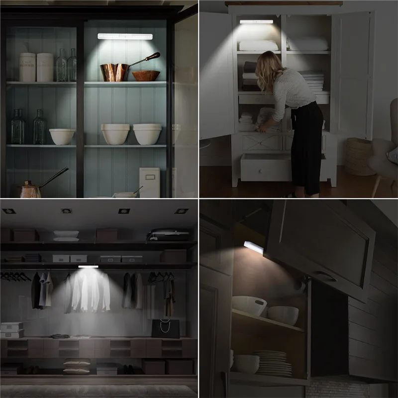 

CLAITE Portable 20 LED Night Light PIR Motion Sensor Cabinet Light USB Rechargeable Stairs Wardrobe Closet Light DC5V