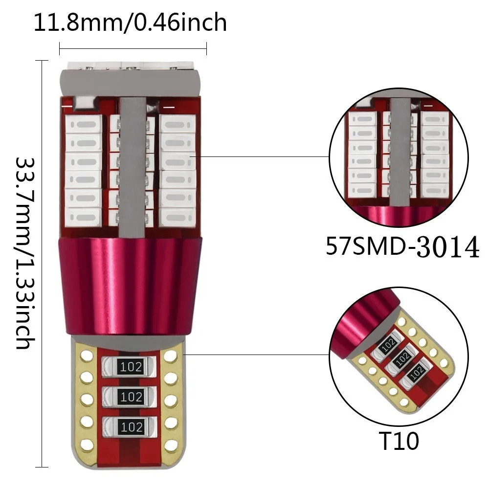 1 шт. W5W светодиодные лампы Canbus без ошибок Автомобильные фары T10 57 SMD 5W5 3014 огни