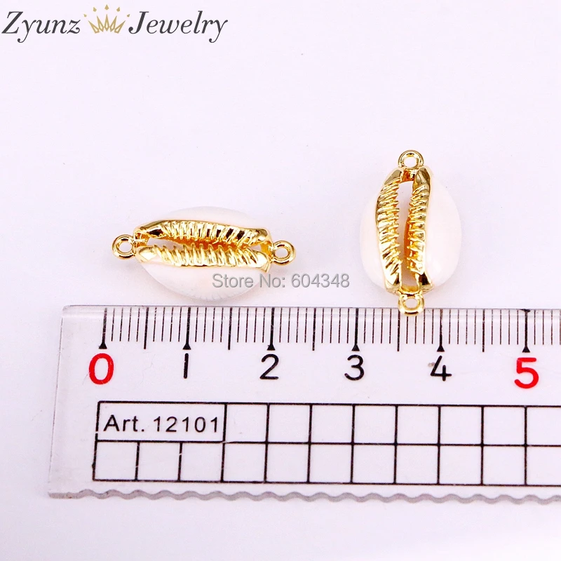 

20PCS ZYZ338-0436 Natural shell charms Bracelet gold color Conch charms chains bracelet gift for lady