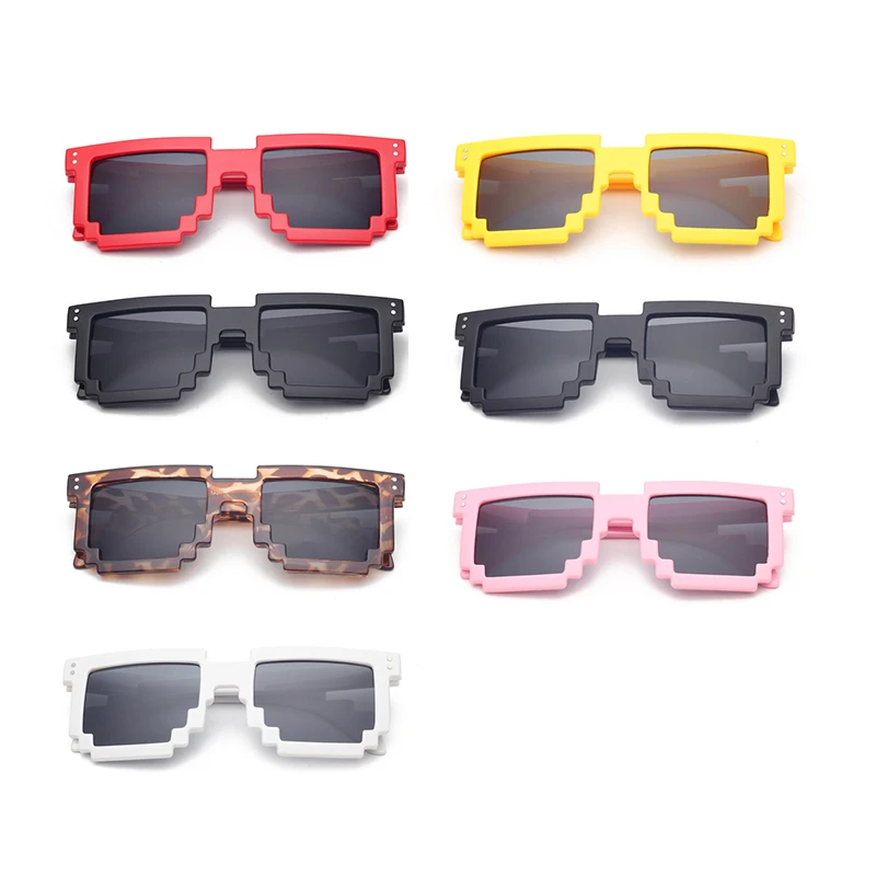 VRCHIC, дело с ним Thug Life Shades, солнцезащитные очки, безрамные, пиксель, унисекс, очки для мужчин и женщин, вечерние, мозаичные очки