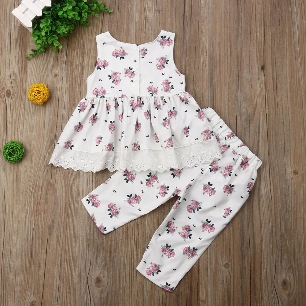 Модный комплект одежды для маленьких девочек хлопковый топ без рукавов с