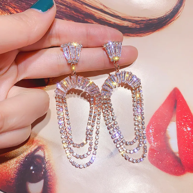 FYUAN модные серьги подвески для женщин 2019 бижутерия розовое золото стразы висячие
