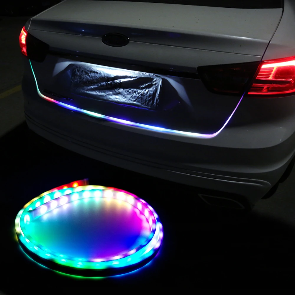 120cm Turn Signal Tailgate Strip Light Car LED DRL Flexible Flash Flowing Rear Reverse Lamp Trunk Tail Brake warning light | Автомобили и