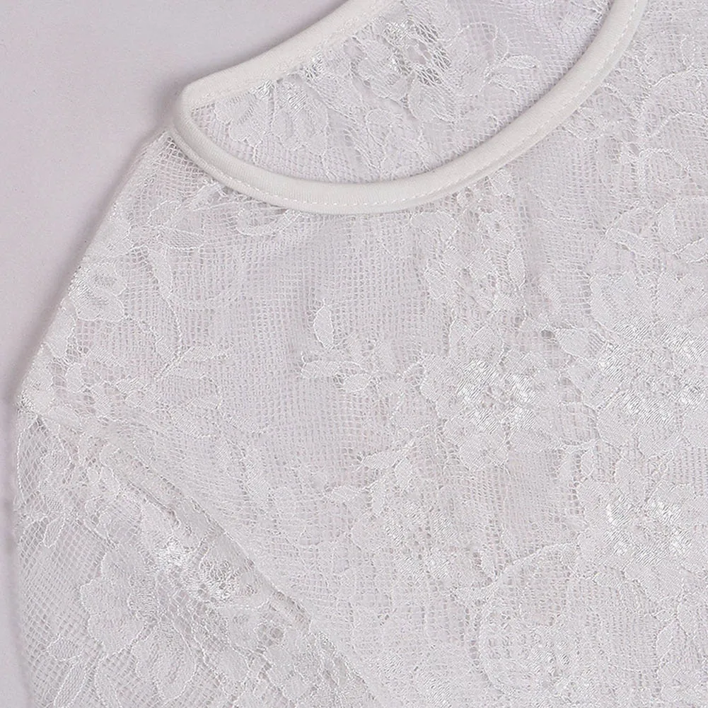 

Black White Long Sleeve Tops Shirt New Women O Neck Mesh Lace Blouse Shirts Crop Top Fashion Sexy Hollow Out Spring Summer