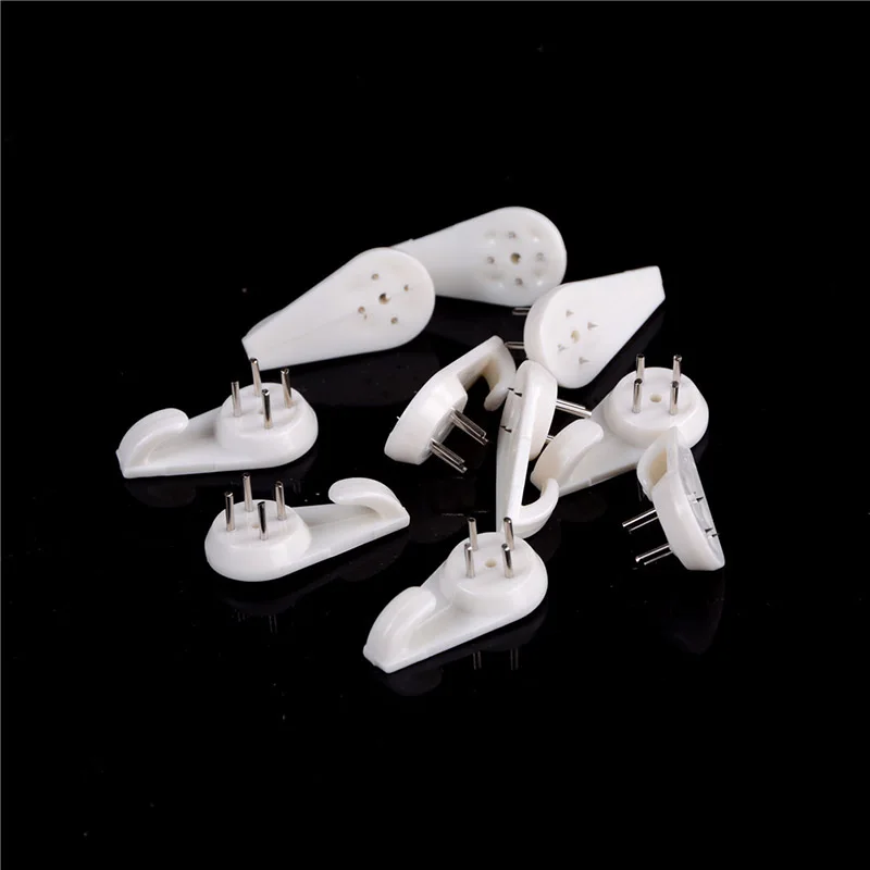 Hot 10/20pcs White Plastic Invisible Wall Mount Photo Picture Frame Nail Hook Hanger Hard Hooks for Photos | Обустройство дома