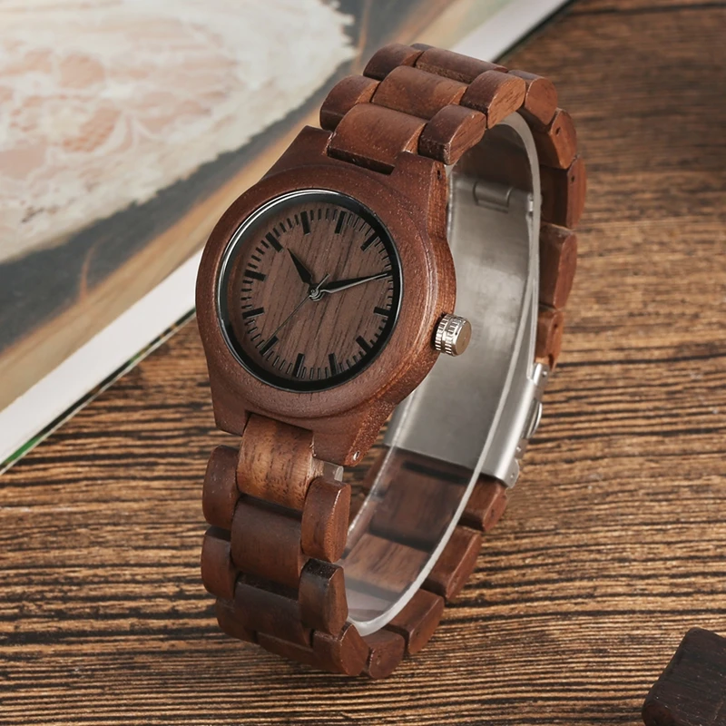 

Simple Pure Dial Retro Walnut Wood Watch Women Clock Hours Whole Adjustable Wooden Wrist Ladies Watches for woman Montre Femme