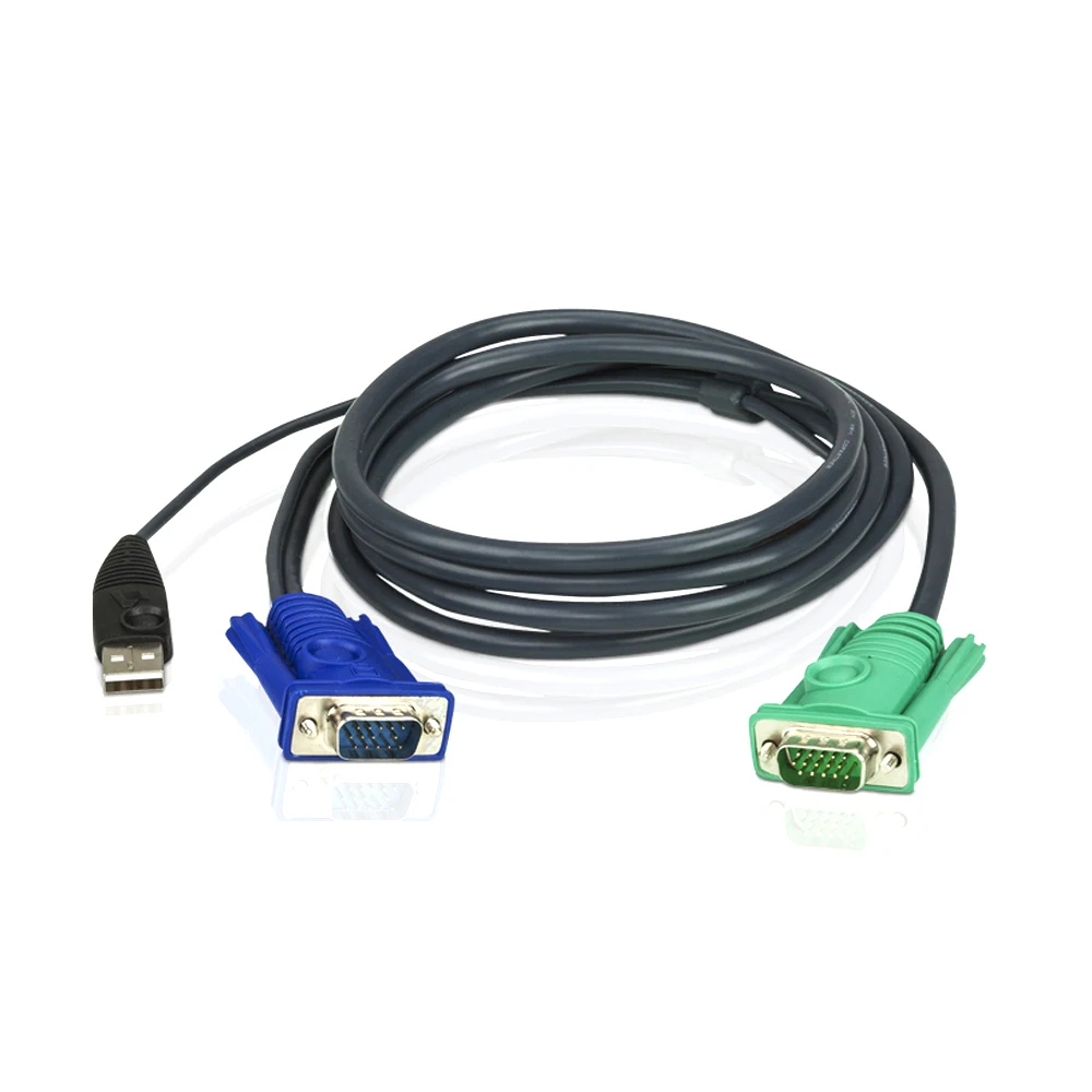 

ATEN Original KVM Switcher Cable 1.2m 1.8m 3m 5m Length USB VGA KVM extender Data connector USB KVM Cable with 3 in 1 SPHD