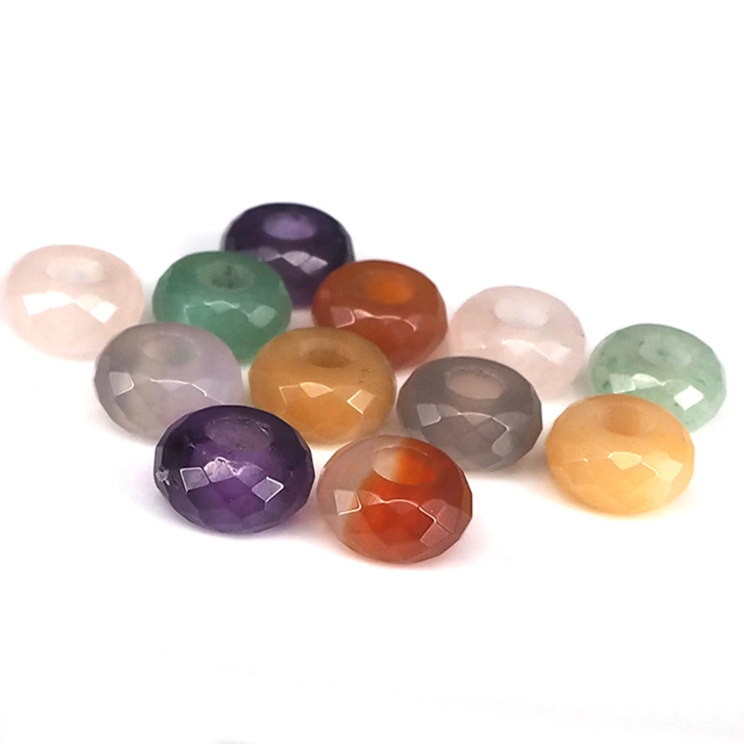 

Yellow jade grey red agate rose quartz amethyst Aventurine 8*14mm faceted roundel and 5mm hole gemstone bead making jewelry