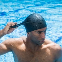 3d elastic professional silica gel swimming cap waterproof ear protection adult men women long hair swim hat cover ear bone pool