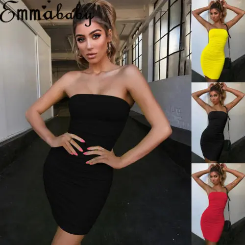 Thefound 2019 New Women Spaghetti Strap Stretchy Package Hip Bodycon Mini Dress Short Club | Женская одежда