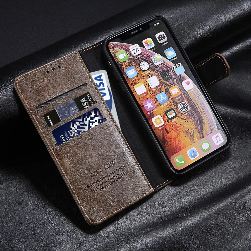 Чехол USLION из искусственной кожи для iPhone XS Max XR X чехол-кошелек с подставкой и