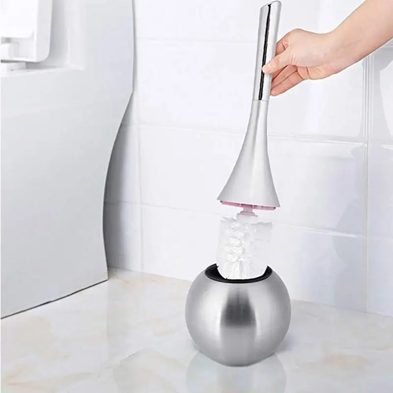 Newest Innovative Design Bathroom Toilet Brush Washroom Set With Stainless Steel Base + ABS Plastic Handle | Дом и сад