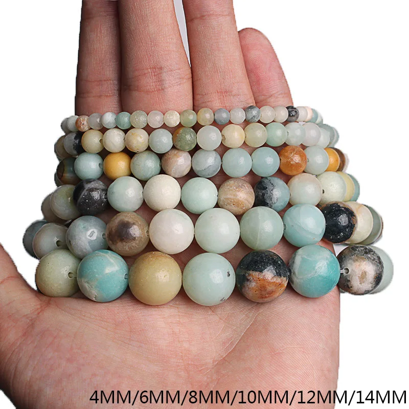 Natural Amazon Stone Beads Mixed Color Amazonite Round Loose Spacer 4 6 8 10 12 14mm Diy Jewelry Making Christmas Gift | Украшения и