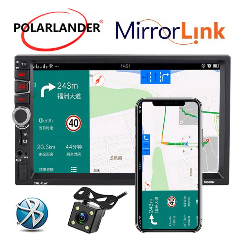 

7" 2 Din Car Radio GPS Navigation Audio Stereo Bluetooth USB FM Autoradio Vehicle Multimedia MP5 Player Mirror Link Rear Camera