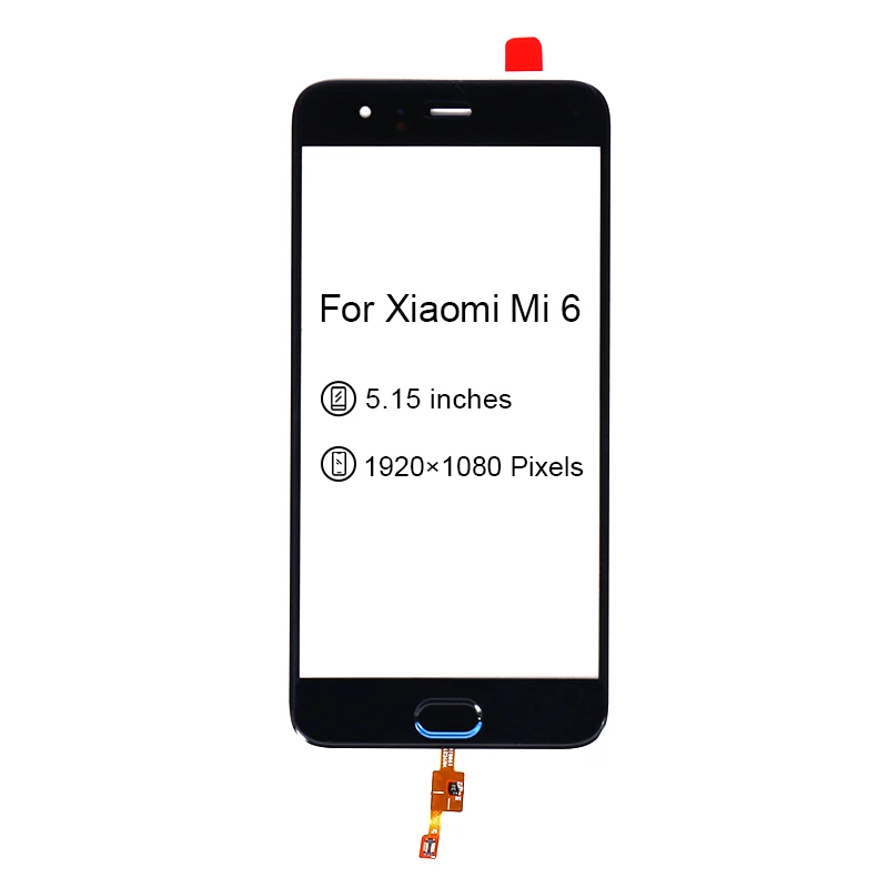 Внешнее стекло для Xiaomi Mi 6 + дигитайзер отпечатков пальцев переднее с сенсорной