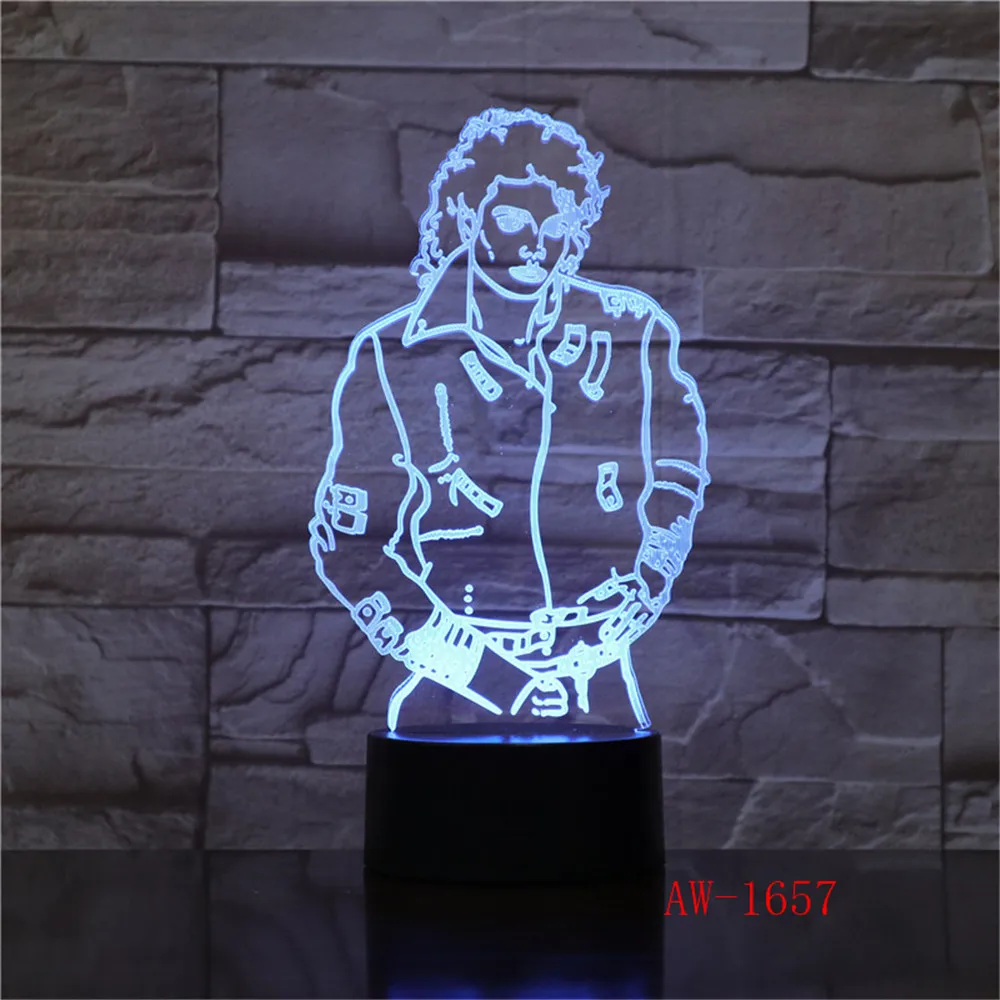 MJ Майкл Джексон знак 3D иллюзия светильник s настольная лампа 7 цветов акриловый USB